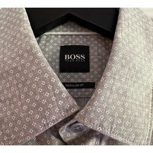 NWT Hugo Boss Lukas Dress Shirt Gray/White Floral |  S